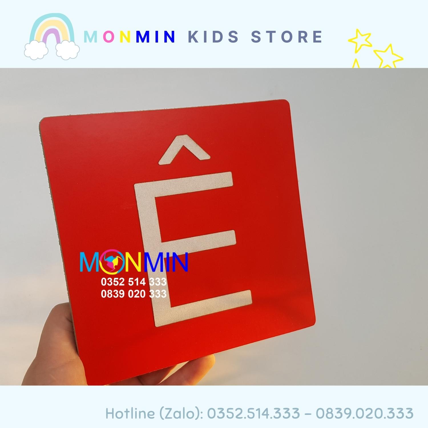 Bộ 29 Chữ cái nhám Tiếng Việt nét In Hoa MONMIN (Montessori Sandpaper Letters)