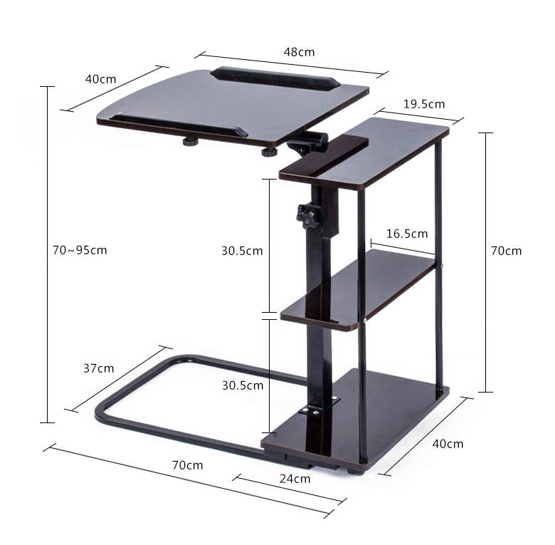 Bàn làm việc đầu giường có thể điều chỉnh độ cao và góc nghiêng, dễ dàng di chuyển với bánh xe Bedside laptop desk