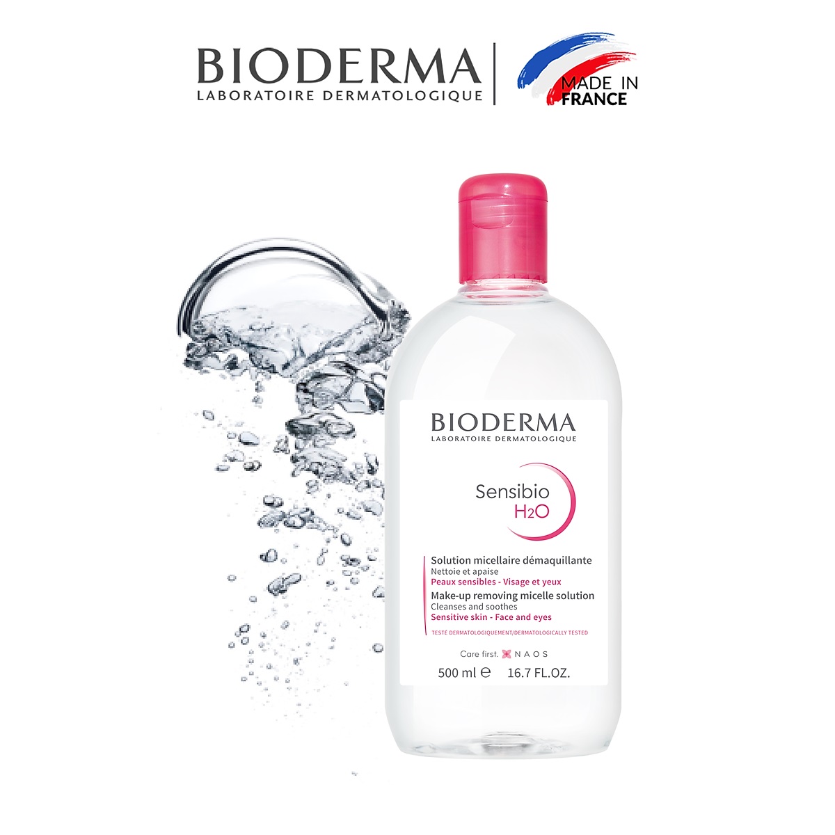 Nước Tẩy Trang Dành Cho Da Nhạy Cảm BIODERMA Sensibio H2O 500ml - Tặng 1 Móc Khóa Nhựa 2 Mặt