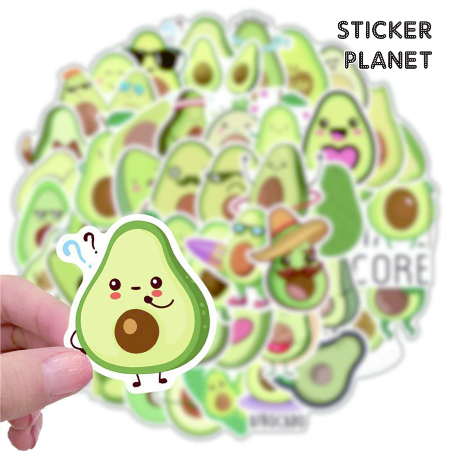 Bộ sticker hình quả bơ đáng yêu chống thấm nước trang trí mũ bảo hiểm, đàn, guitar, ukulele, điện thoại laptop, dán sticker macbook sticker cute