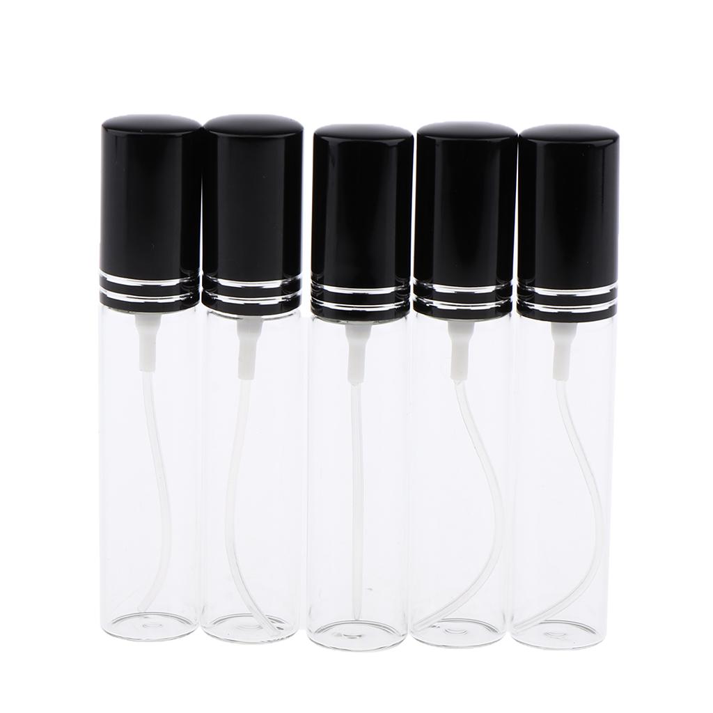 5 Pieces 10ml Empty Refillable Glass Perfume Spray Bottles Vial Black