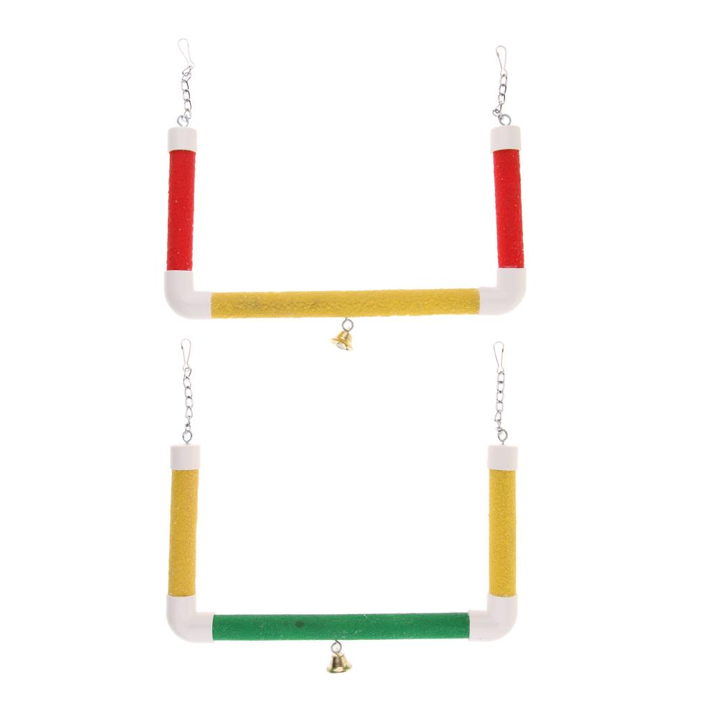 Pet Bird Parrot Cage Hanging Stand Wood Swing