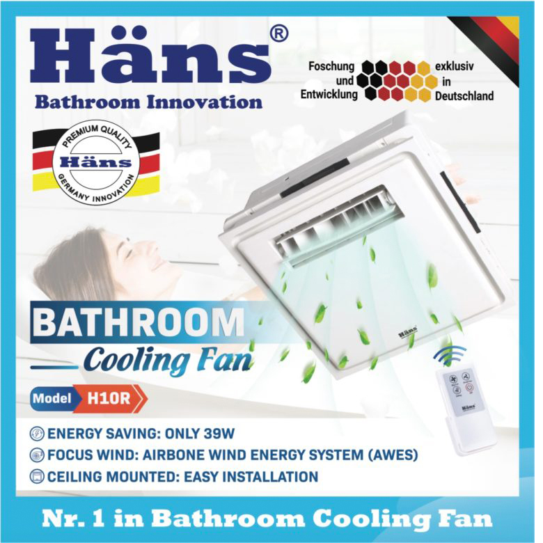 Quạt mát âm trần điều khiển từ xa H10R- Hans - Hàng chính hãng