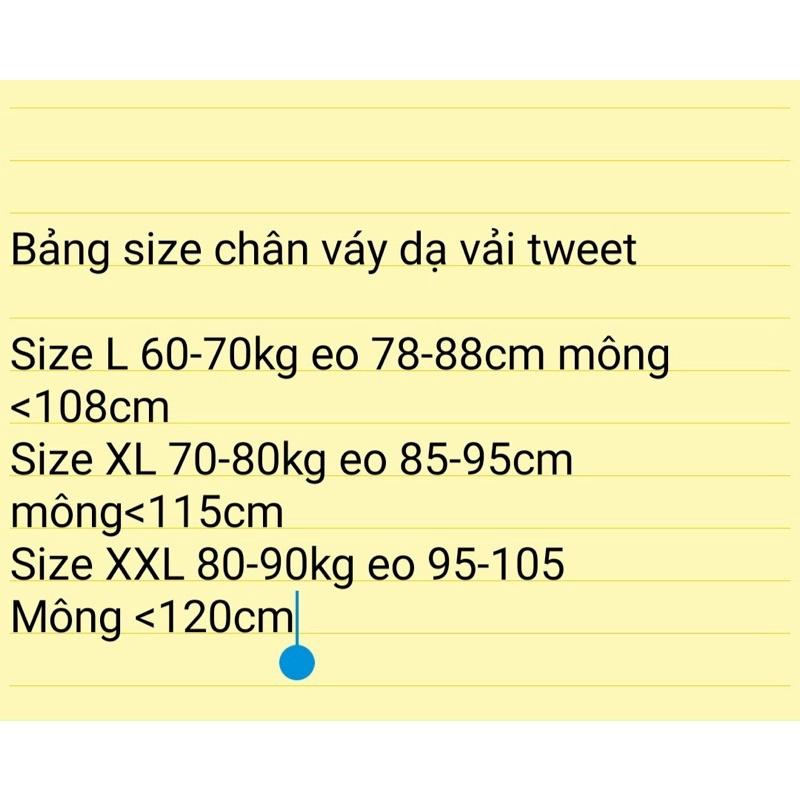 Chân váy dạ BigSize vải tweet 2 túi MS187(60-90kg)