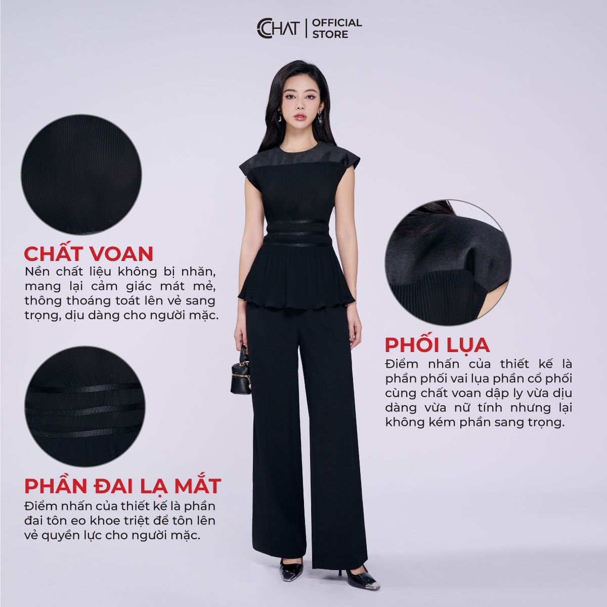 Áo Sơ Mi Nữ  Kiểu Ly Nhuyễn Phối Vai Chất Liệu Voan Bay Bổng 13ANV8002OT