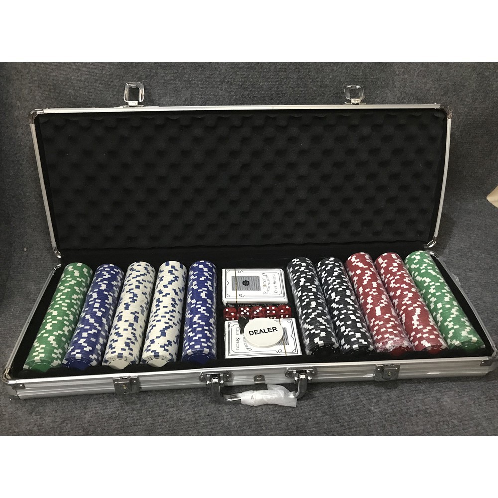 Bộ 500 Chip Poker Không Số Hàng Cao Cấp