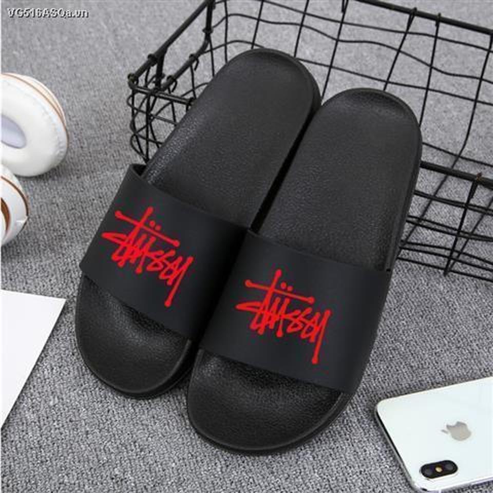 Dép Quai Ngang In Chữ Stussy Phong Cách Harajuku Cho Cặp Đôi