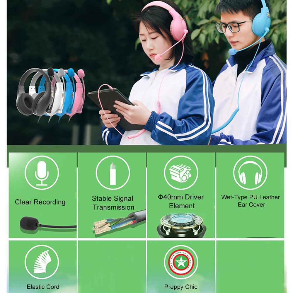 Tai nghe có dây A566E dành cho sinh viên Tai nghe loại bỏ tiếng ồn nhẹ với micrô cho giáo dục học tập trực tuyến