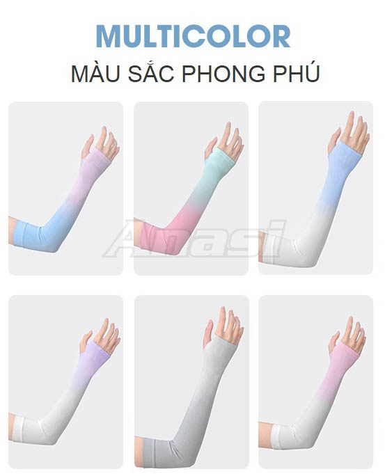 Găng tay chống nắng Anasi Ombre xỏ ngón cho nữ OB34 - Anasi Ombre Sun Protection Sleeves