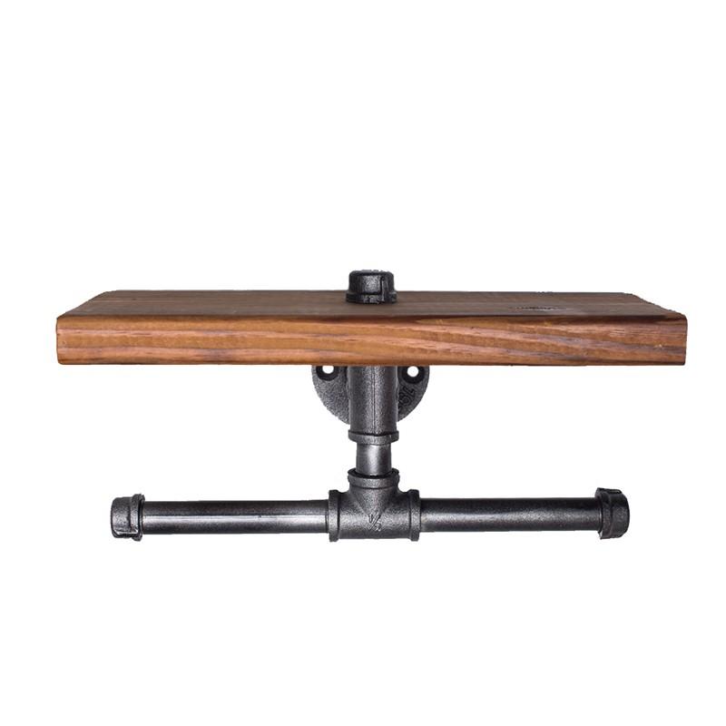 Kệ ống nước mini kèm móc treo tường WC, kệ ống nước lắp ráp chất liệu ống sắt cao cấp trang trí đẹp
