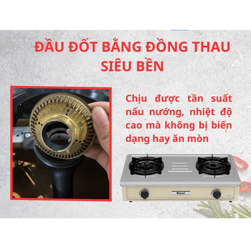 Bếp gas 7 tấc Rinnai RV-A271Y, Chén đồng có ngắt gas tự động - Hàng chính hãng
