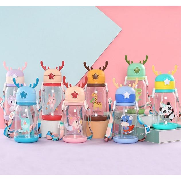 Bình Nước Sừng Hươu 600ml Có Dây Đeo - SẢN PHẨM TREND