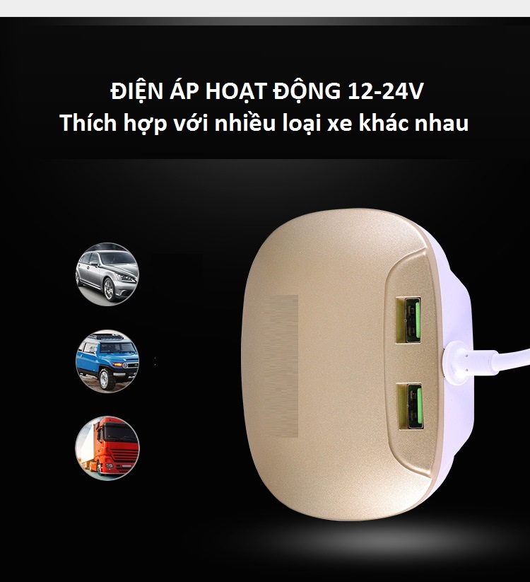 Bộ Chia 2 tẩu Sạc trên Ô Tô ( Tặng Kèm 02 Gương Cầu Lồi Gắn Trên Ô Tô )