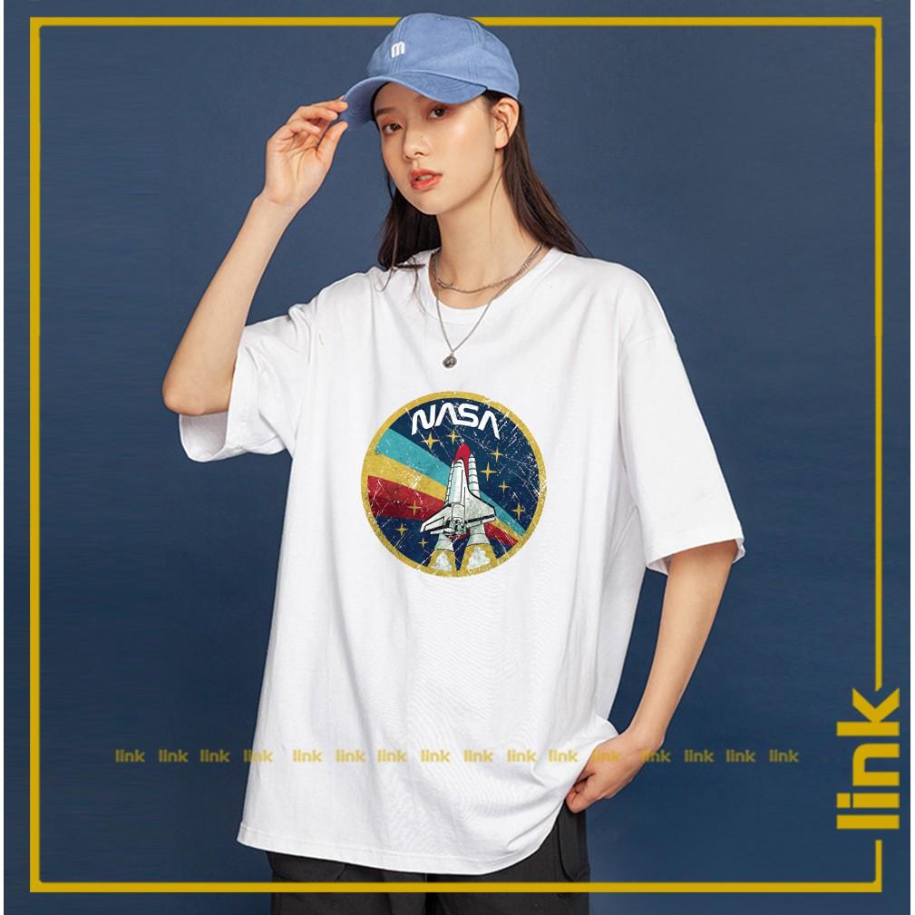 Áo thun cổ tròn cotton NASA SPACE tay lỡ chất mát