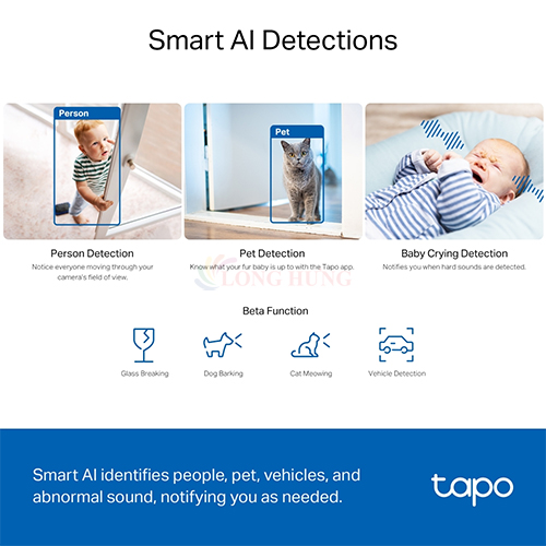 Camera trong nhà TP-Link Tapo AI Pan/Tilt Home Security Wifi 3K C230 - Hàng chính hãng