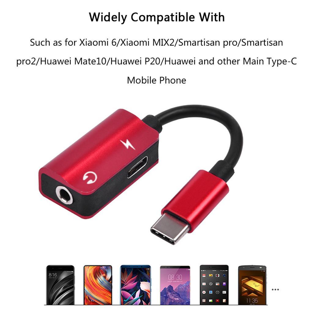 2 Pieces 2 in 1 Type C to 3.5mm Charger Audio Adapter Headphone USB C Cable