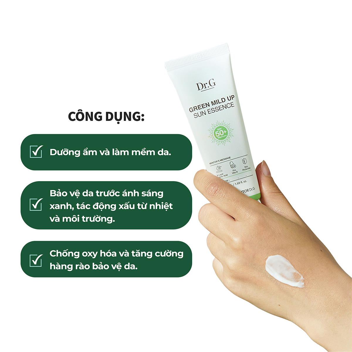 Combo Dr.G Kem Dưỡng R.E.D Blemish Clear Soothing Cream 70ml và Dr.G  Kem chống nắng Green Mild Up Sun Essence 50ml