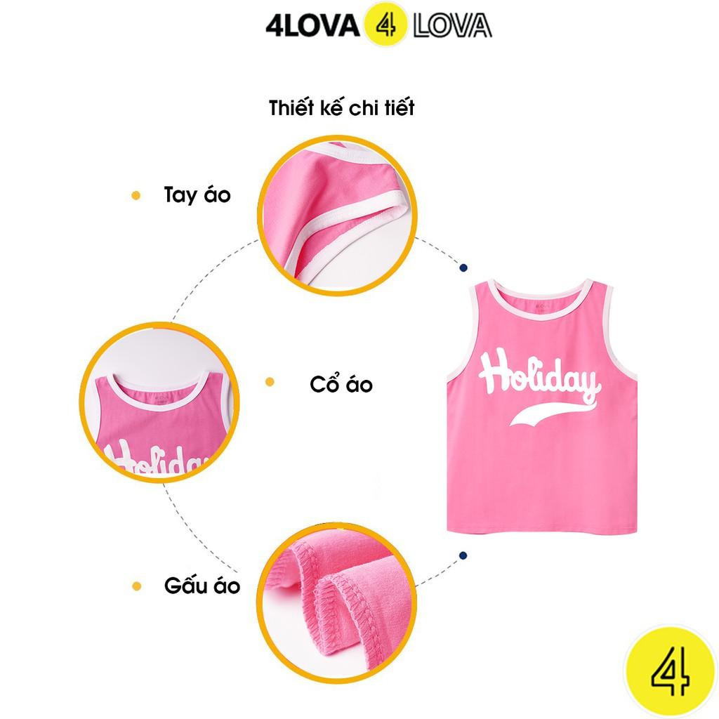 Áo ba lỗ sát nách cho bé gái 4LOVA họa tiết hoạt hình hàng chính hãng từ 8-36 kg