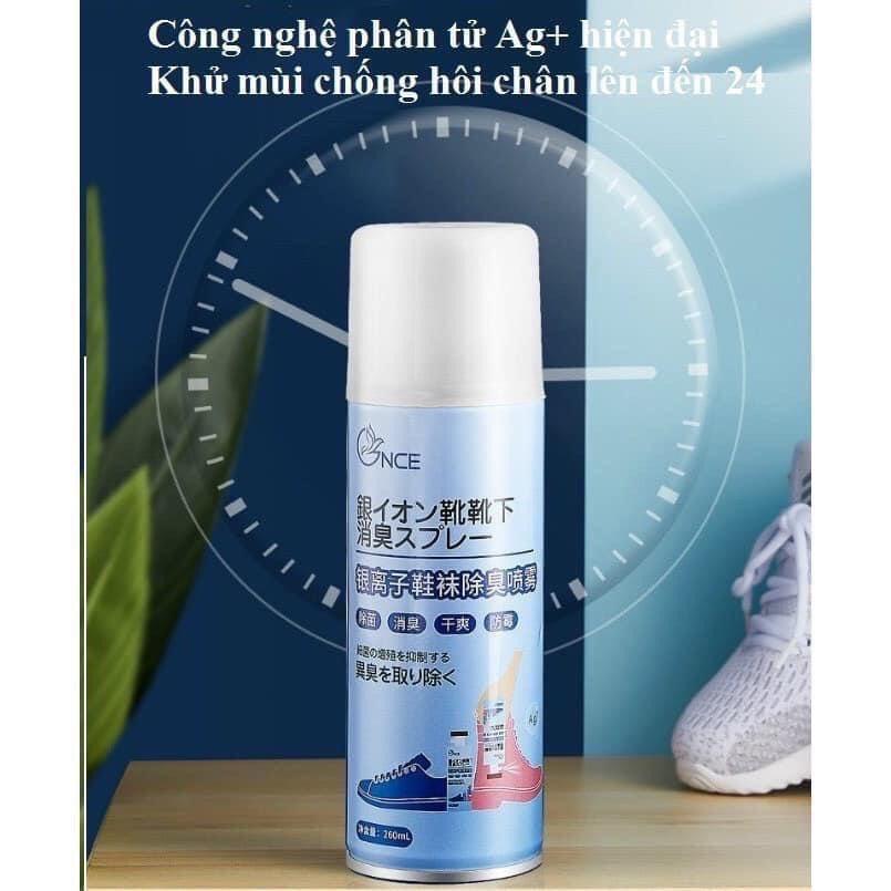 Lọ/Bình/chai Xịt khử mùi giày công nghệ Nano Bạc mùi dịu nhẹ 360ml đánh bay mùi hôi dép chân tủ giày hiệu quả (Chai to)