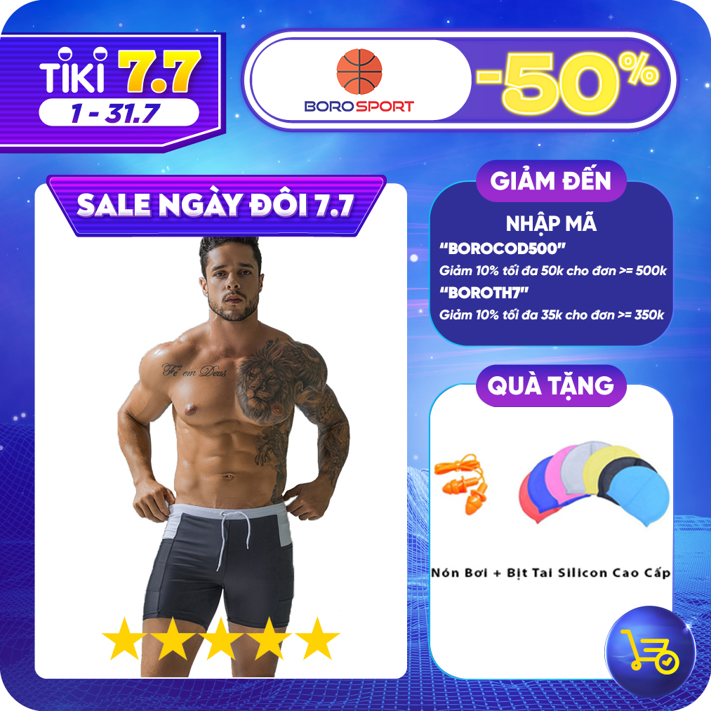 Quần Bơi Nam Boxer Có Túi CLEACCO DEENYT Chất Liệu Nylon Cao Cấp , Chống Thấm , Nhanh Khô Form Fitness Thời Trang (Tặng kèm nón bơi + bịt tai silicon) - Hàng Chính Hãng