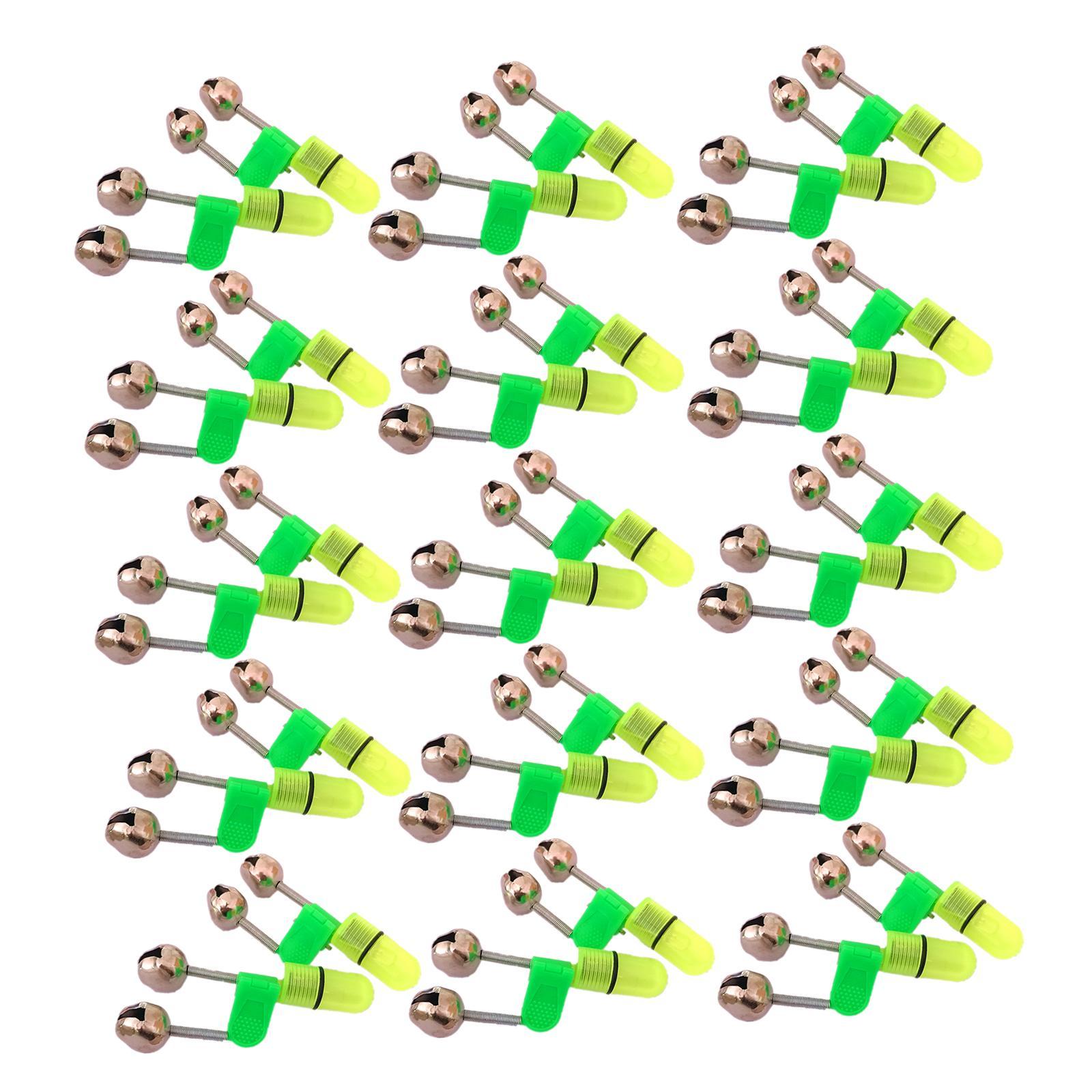 30Pcs Fishing Bells Indicator LED Dual Bells Alarm Clip for Night Fishing