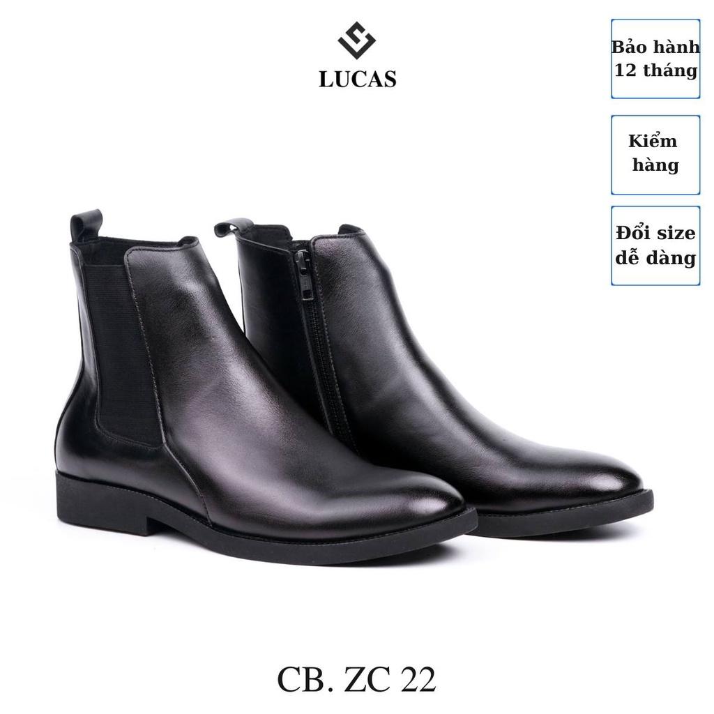 Giày da công sở Chelsea Boots Zip Classic 22  da bò nhập khẩu, Lucas Shoes bảo hành 1 năm