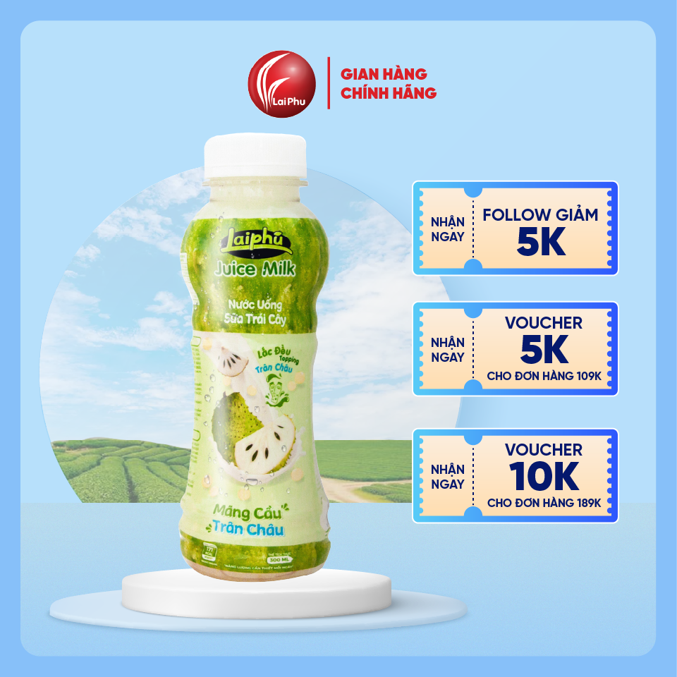 Sữa Trái Cây Mãng Cầu Trân Châu Lai Phú Chai 300ml - Thùng 24 Chai