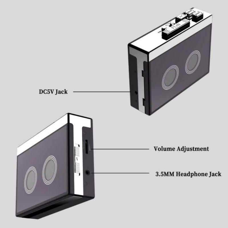 Ngoài trời Phong cách Retro hoài cổ Loa di động Bluetooth không dây Máy nghe nhạc Đài FM Máy nghe nhạc băng cassette có độ trung thực cao Caixa De Som Màu sắc: Đen