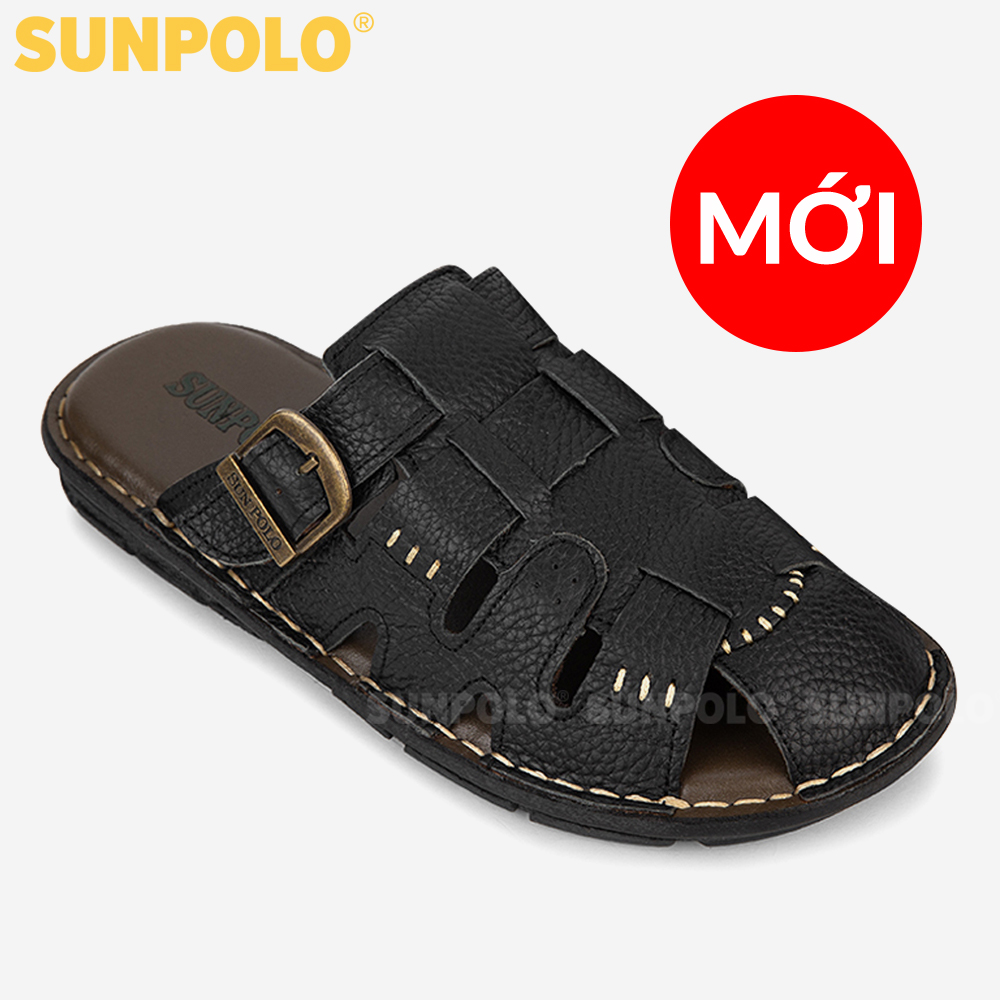 Dép Nam, Dép Bít Mũi Nam Da Bò SUNPOLO SUA011