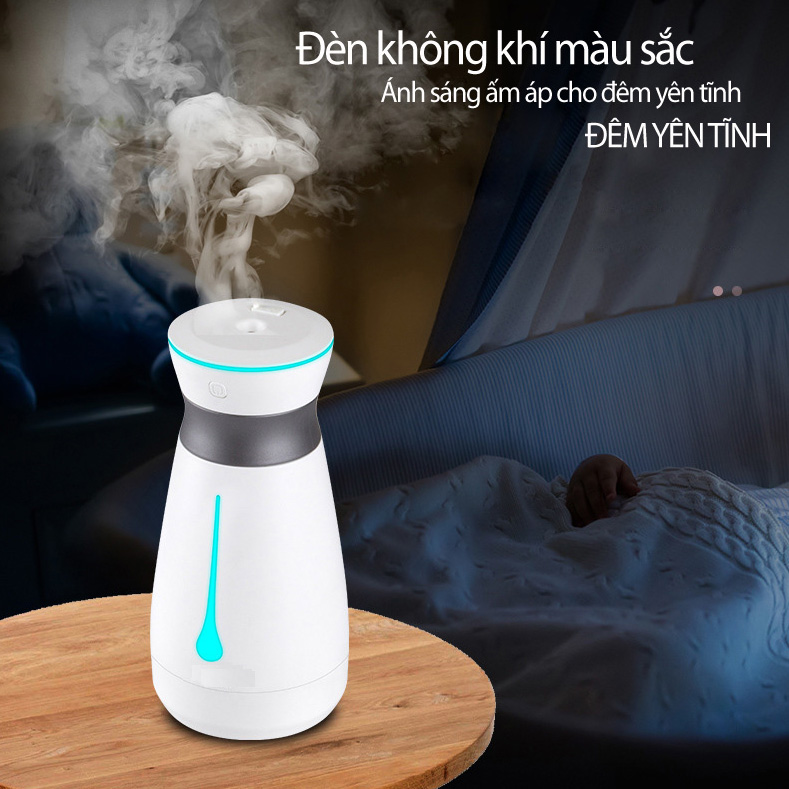 Máy Phun Sương Tạo Ẩm Khuếch Tán Tinh Dầu Cao Cấp Damas LY313 - Thiết Lập 2 Chế Độ Phun Sương Biệt Lập - Kết Hợp Đèn Led 7 Màu Hiện Đại - Hàng Chính Hãng 