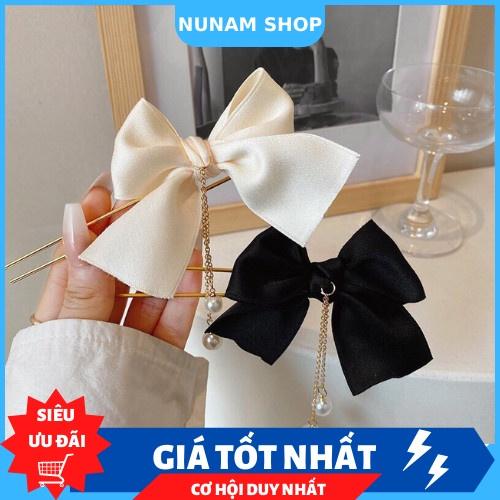 Trâm cài tóc nơ vải tua rua ngọ.c trai cực đẹp - Nunam shop