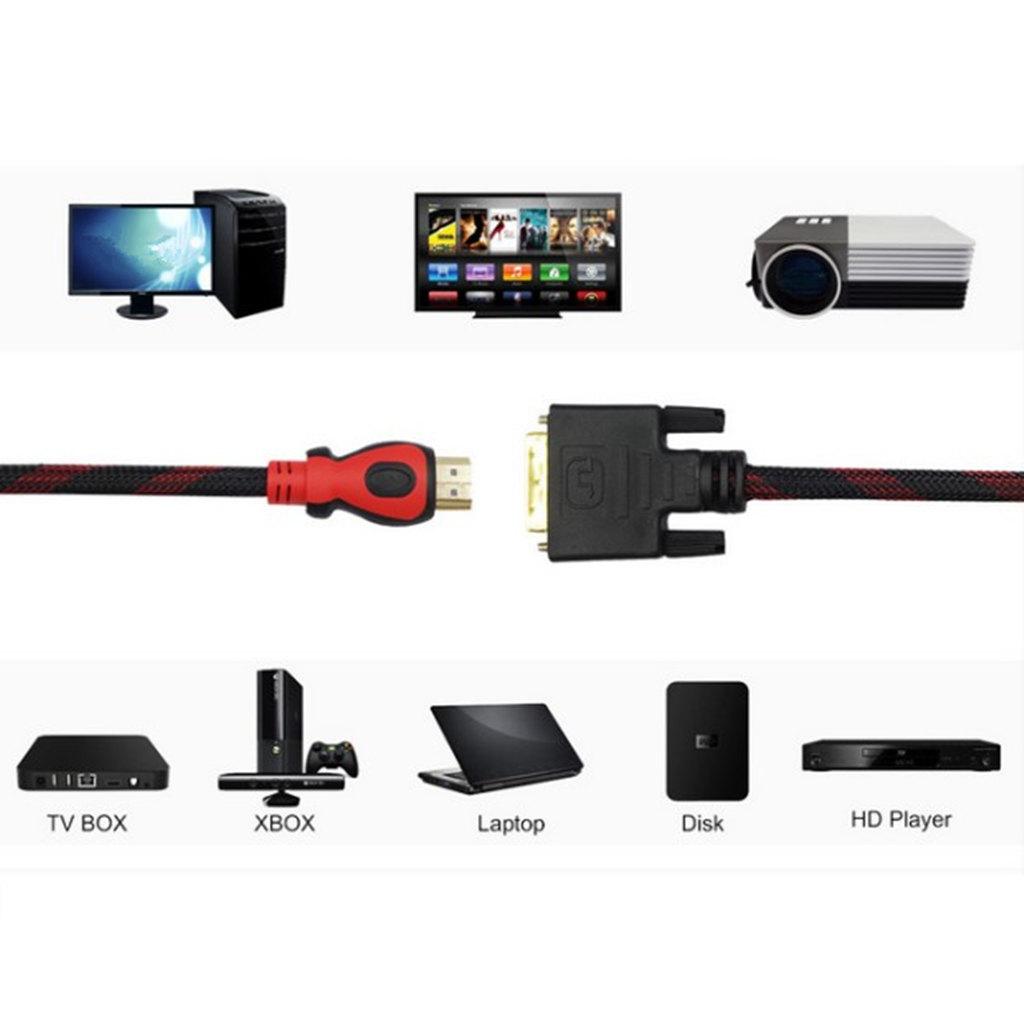 To DVI Cable Adapter   Cable 1080P for LCD DVD HDTV Projector PC 5ft