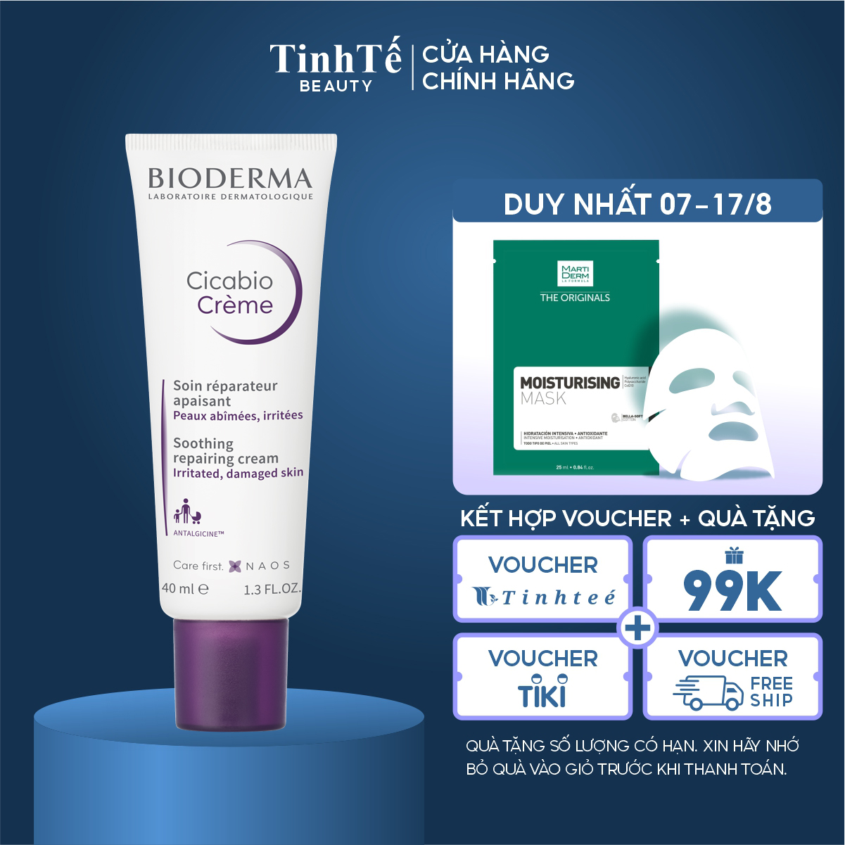 Kem dưỡng ẩm và phục hồi da Bioderma Cicabio Crème 40ml (Nhập khẩu)