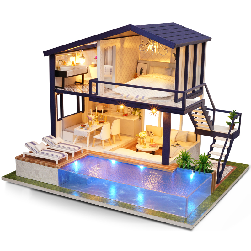 Mô hình nhà DIY Doll House Nhà gỗ Time Apartment Kèm Đèn LED