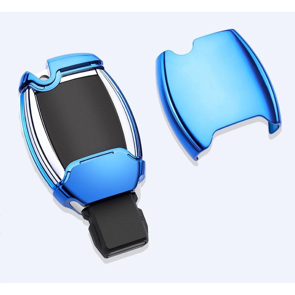 Ốp, bọc chìa khóa silicon màu tráng gương bảo vệ chìa khóa cho xe Mercedes…kèm móc đeo Inox