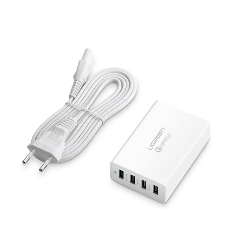Bộ sạc thông minh 4 cổng USB 60W Qc3.0 X2 + 2.4A X2 4 Port Usb Quick Charge 3.0 màu trắng UGREEN 40717CD162 Hàng chính hãng
