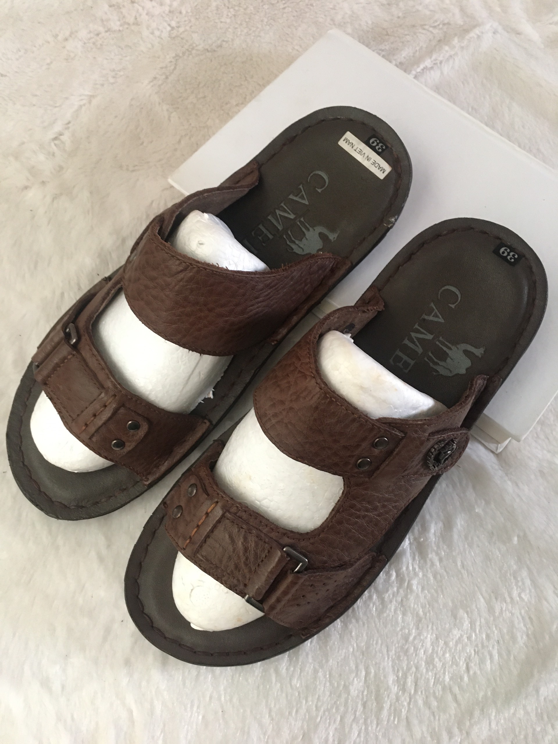 Dép da quai ngang lẻ size 39/41 SALE-Hỗ trợ khâu-DD 7935