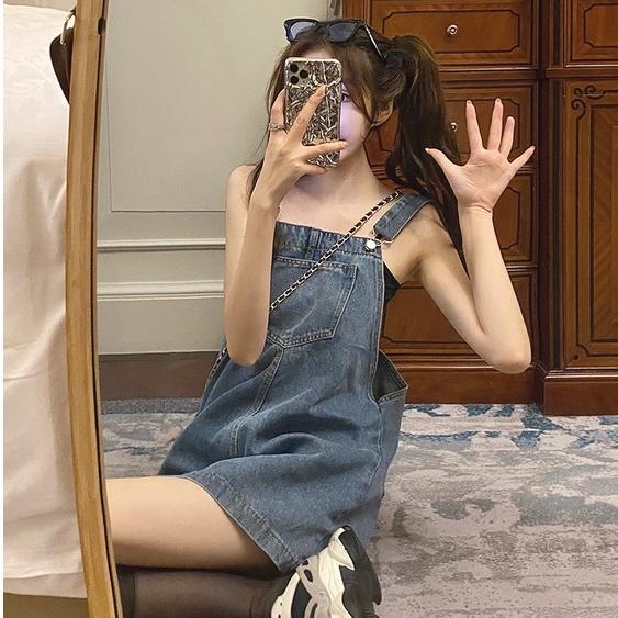 Váy Denim Dáng Rộng Phong Cách Cổ Điển Hợp Thời Trang Cho Nữ