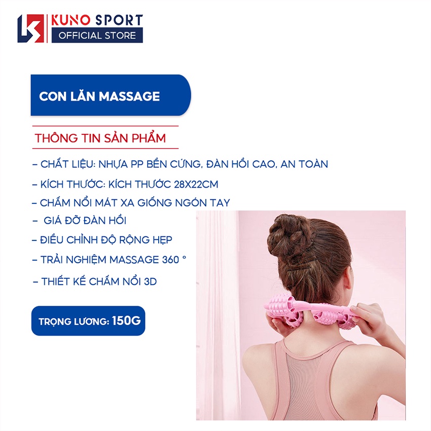 Con lăn massage KUNOSPORT giúp bắp chân tay thon gọn giãn cơ tập yoga,mát xa vai cổ nam nữ tiện lợi dụng cụ mát xa cao cấp