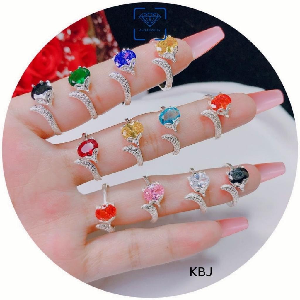 Nhẫn hồ ly đá phong thủy hợp mệnh, nhẫn bạc hở freesize cá tính - Anchi jewelry