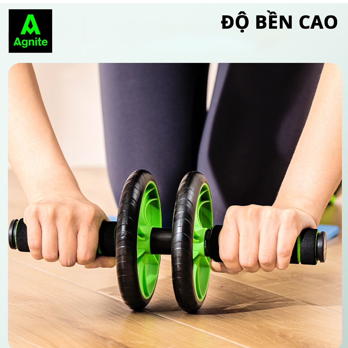 Hình ảnh Con lăn tập bụng Agnite chính hãng, dụng cụ hỗ trợ gym tại nhà tiện lợi nhỏ gọn TẶNG kèm thảm lót gối - ER010