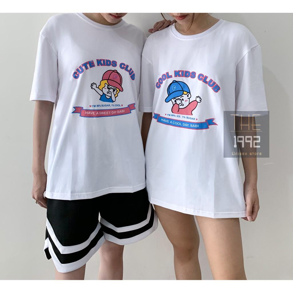 Áo thun áo phông tay lỡ Unisex CUTE KIDS CLUB THE 1992