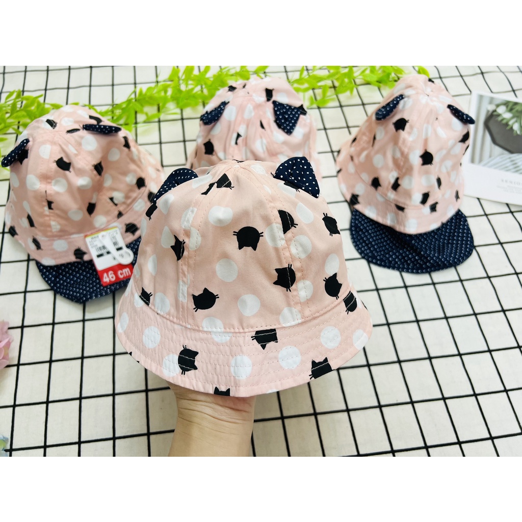 Mũ vành nơ bé gái hình mèo 46cm