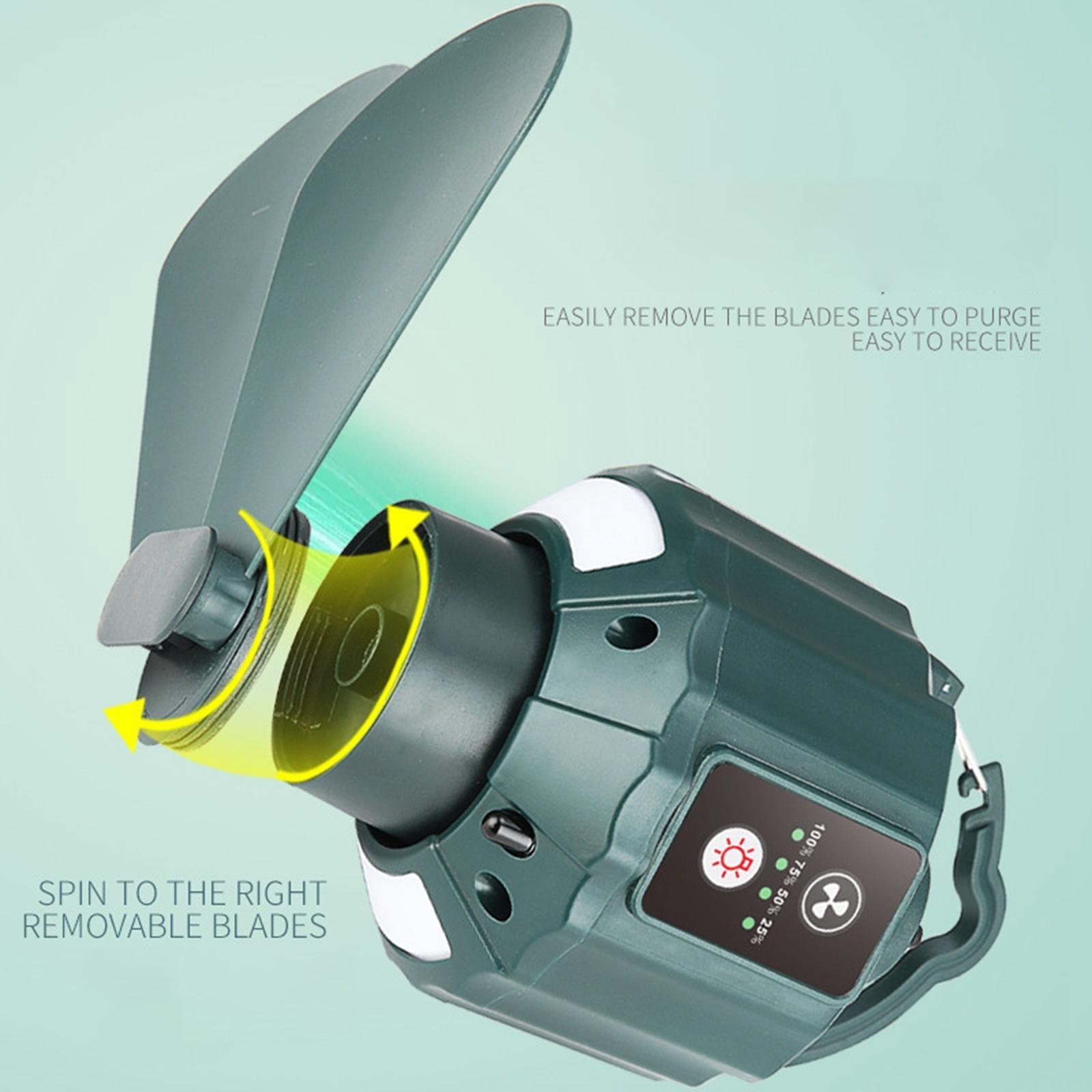 Portable Camping Fan with LED Lantern Folding with Hanging Hook with Remote