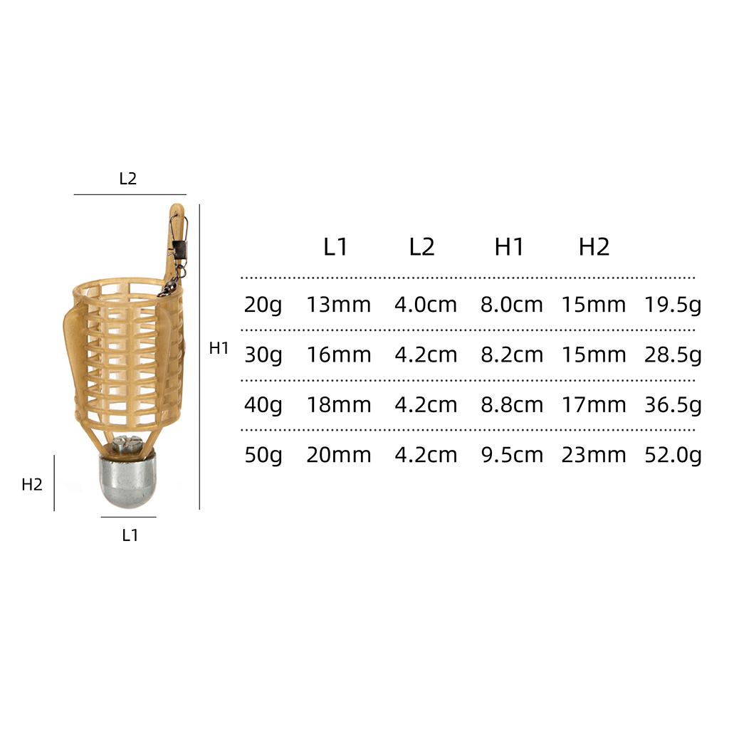 5X ABS Fishing Bait Cage Lure Cage Bait Fishing Basket Feeder Holder 20g
