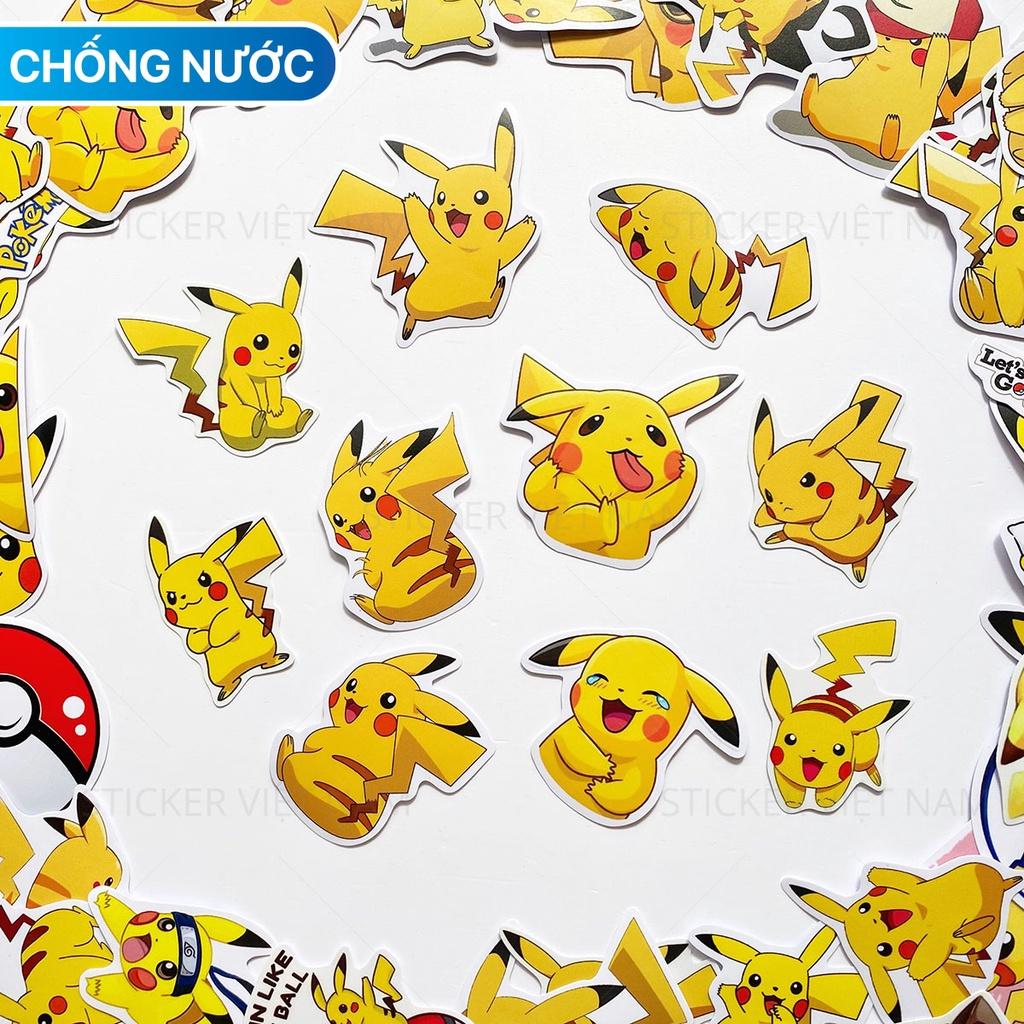 Sticker PIKACHU - Dán Trang Trí - Chất Liệu PVC Cán Màng Chất Lượng Cao Chống Nước, Chống Nắng, Không Bong Tróc Phai Màu