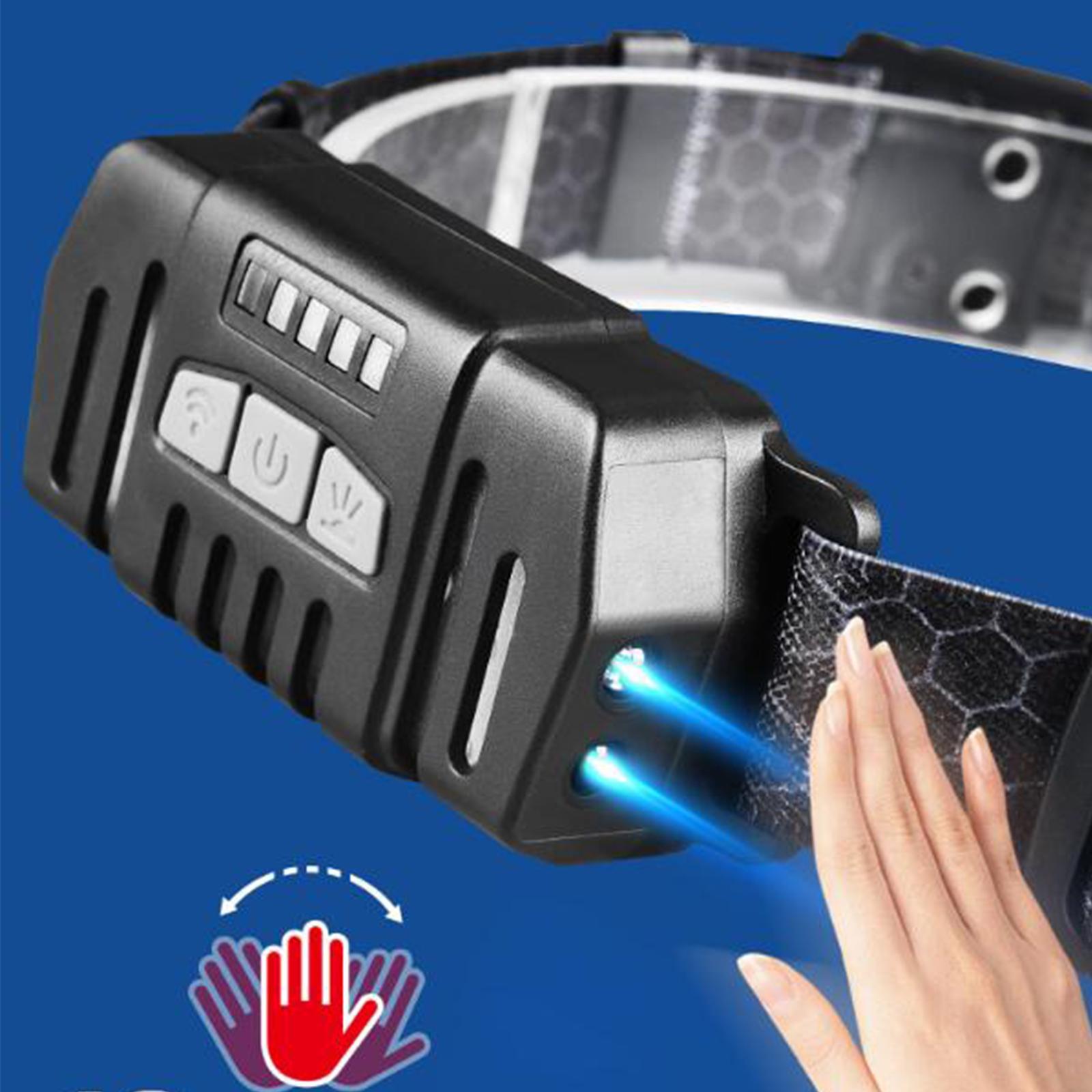 USB Rechargeable Sensor Headlight COB  Flashlight for Hiking Fishing