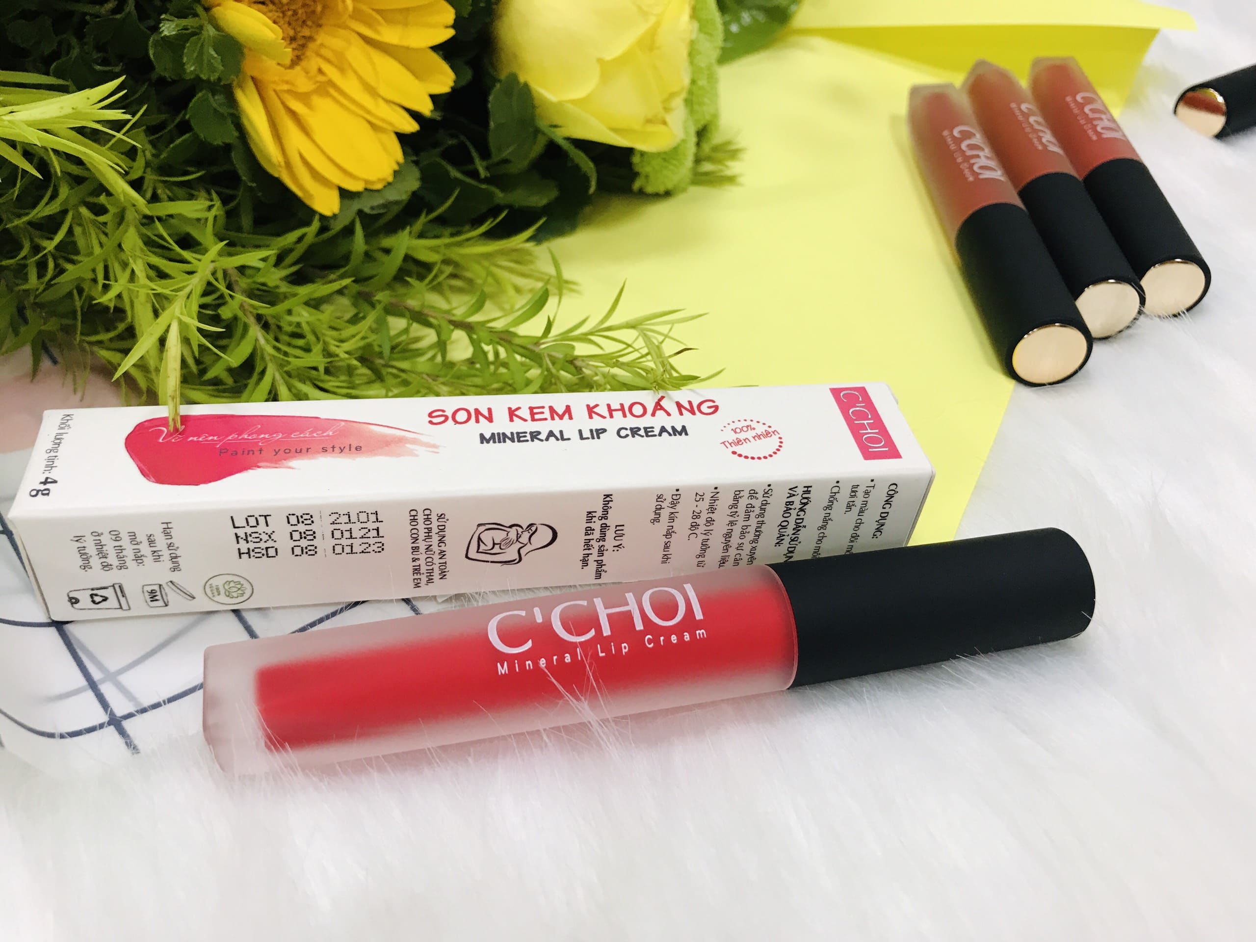 Son Kem Khoáng C'Choi, Siêu Lì, Siêu Mịn - MINERAL LIP CREAM C'Choi 4g