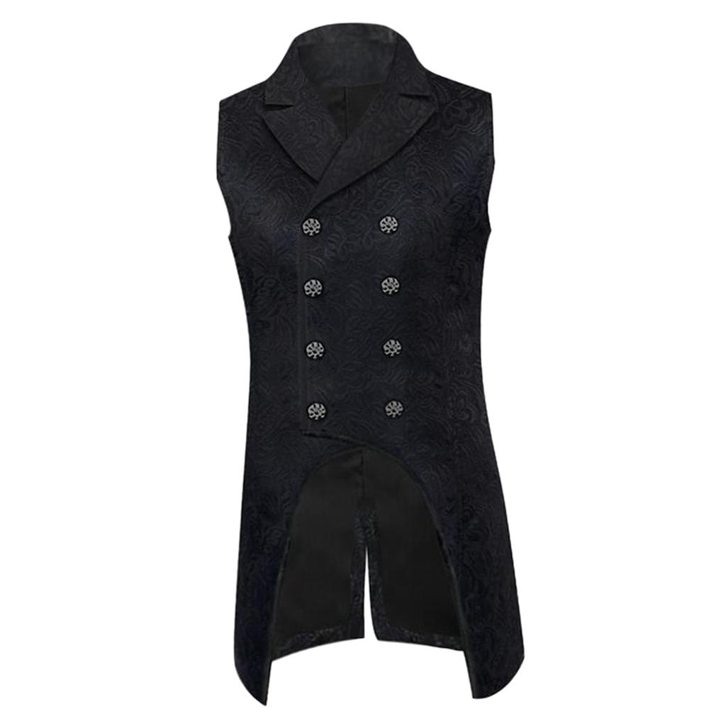 Mens Gothic Steampunk Double Breasted Vest Brocade Waistcoat