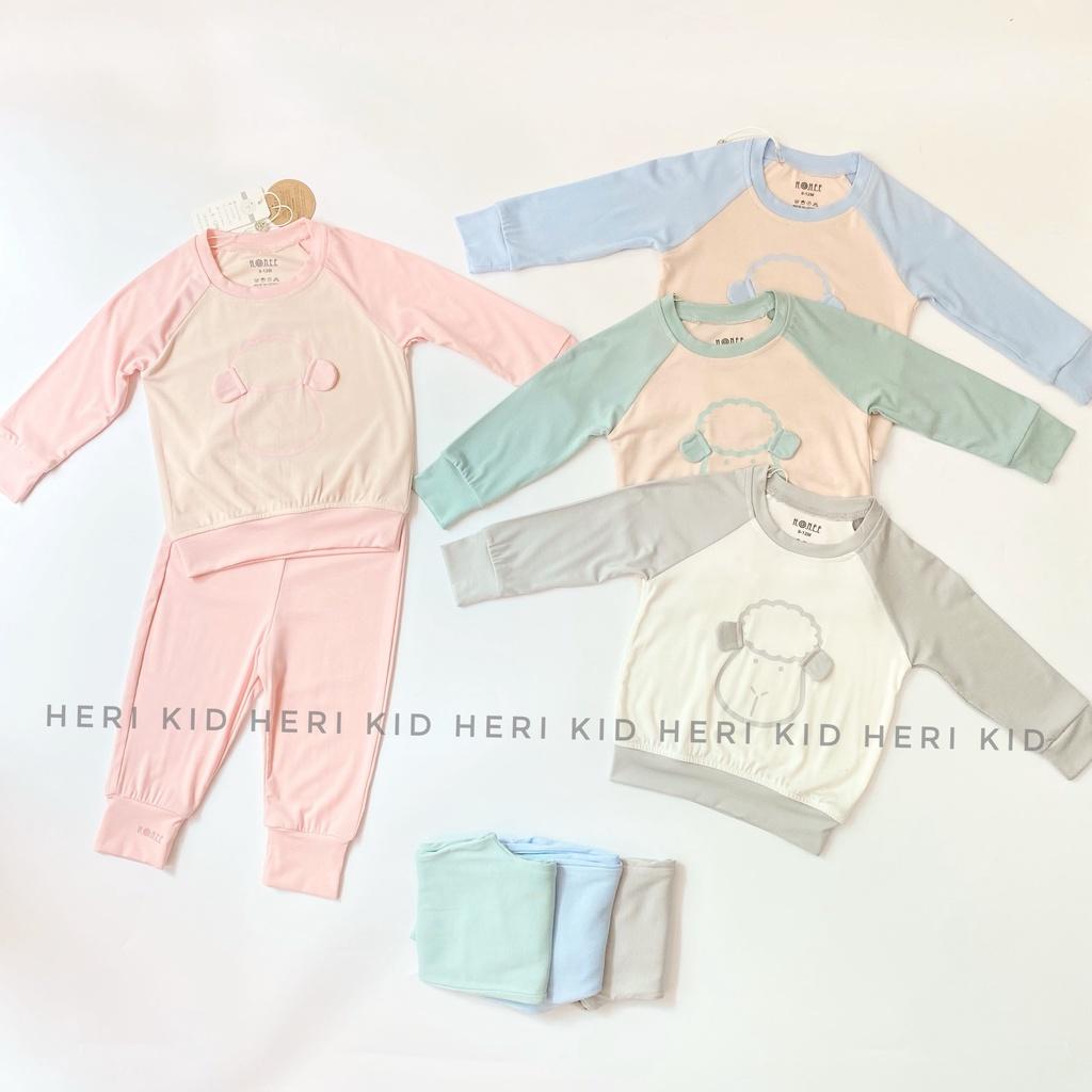 Bộ dài tay sợi petit Hrnee 6m - 4Y - Gấu Hồng Rose